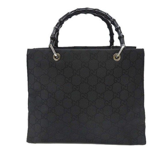 GUCCI Bamboo Black GG Canvas Women's Bag / Tote - Picture 1 of 7